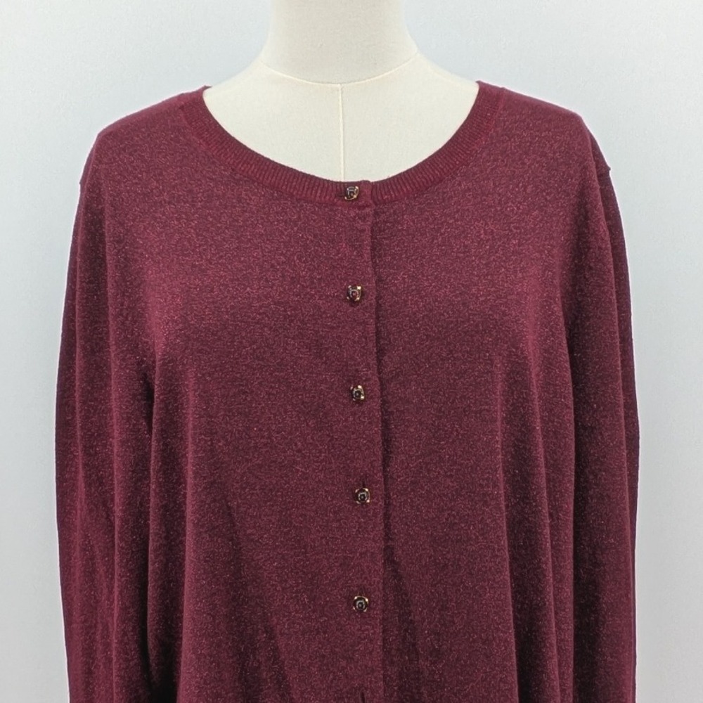 Talbots Sparkle Cranberry Cardigan Ruby Party 3x Preppy Classy Evening